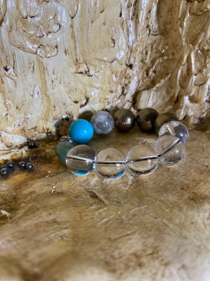 Gümüş Aksesuarlı Firuze Sinabrit Aquamarine Hessonit Bileklik