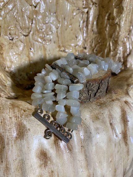 Gümüş Bileklik Tasma Kolye Ay Taşı Set