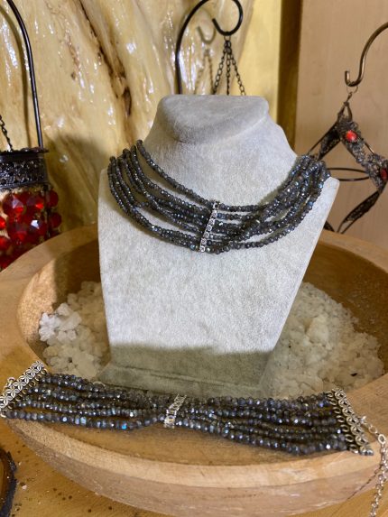 Labrodorit Sıra Taş Kolye Bileklik Set