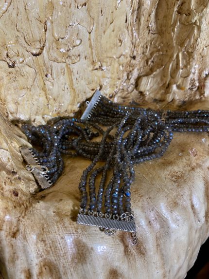 Tasma Kolye Gümüş Aparat ve Bileklik Takım Labrodrit Set