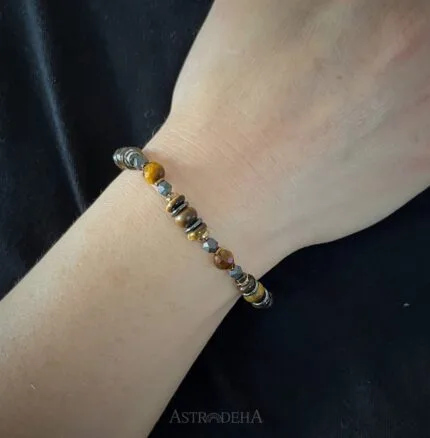 Kaplan Gözü Taşı Uniseks Kadın Erkek Tasarım Bileklik-1