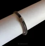 El Yapımı Uniseks Kadın Erkek Çift Sıra Örgü Gümüş Kazaziye Bileklik-2