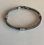 El Yapımı Uniseks Kadın Erkek Çift Sıra Örgü Gümüş Kazaziye Bileklik-4