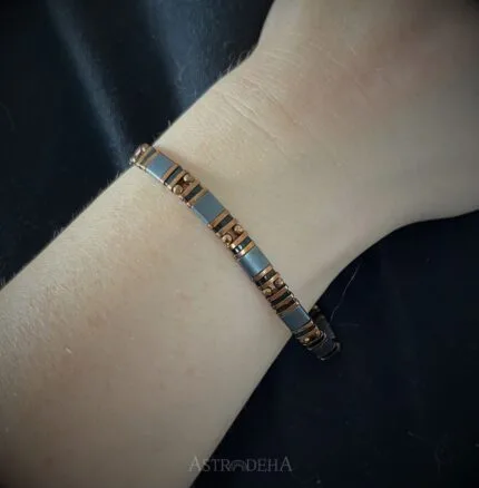 El Yapımı Uniseks Kadın Erkek Tasarım Gri Bronz Bileklik-1