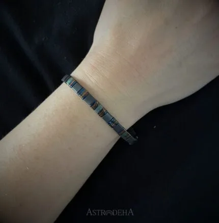 El Yapımı Uniseks Kadın Erkek Tasarım Gri Mavi Bileklik-1