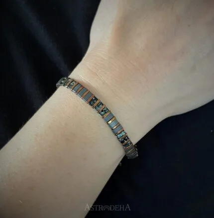 El Yapımı Uniseks Kadın Erkek Tasarım Hematit Taşı Bileklik-1