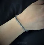 El Yapımı Uniseks Kadın Erkek Üç Sıra Örgü Gümüş Kazaziye Bileklik-1