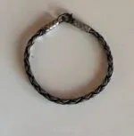 El Yapımı Uniseks Kadın Erkek Üç Sıra Örgü Gümüş Kazaziye Bileklik-3