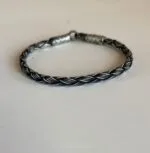 El Yapımı Uniseks Kadın Erkek Üç Sıra Örgü Gümüş Kazaziye Bileklik-4