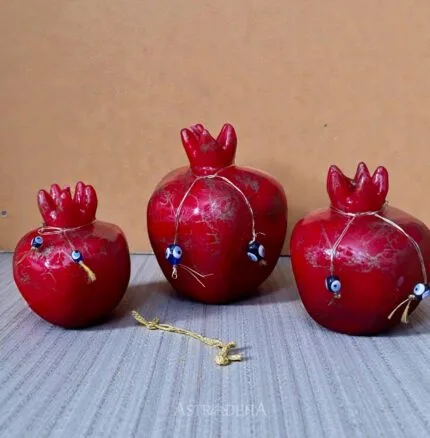 Kırmızı Nar Mum 3'lü Dekoratif Set