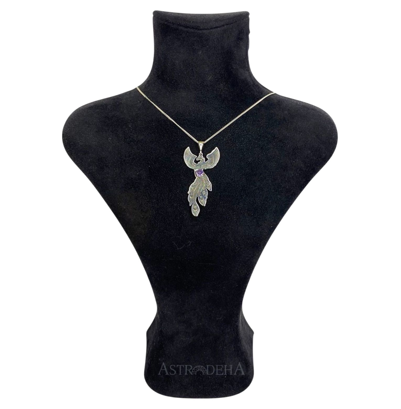 Ametist Taşlı Anka Kuşu Kolye