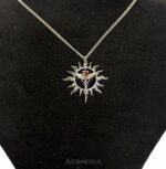 Granat Taşlı Hermes Sembollü Gümüş Güneş Kolye 1