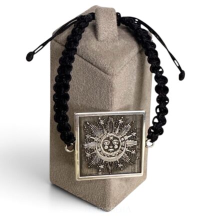 Gümüş Sun & Moon Yantra Makrome Örgülü Bileklik